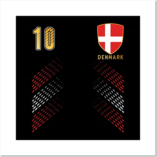 Denmark Soccer Fans Jersey Danish Flag Football Lovers Wall Art by TeeBlade